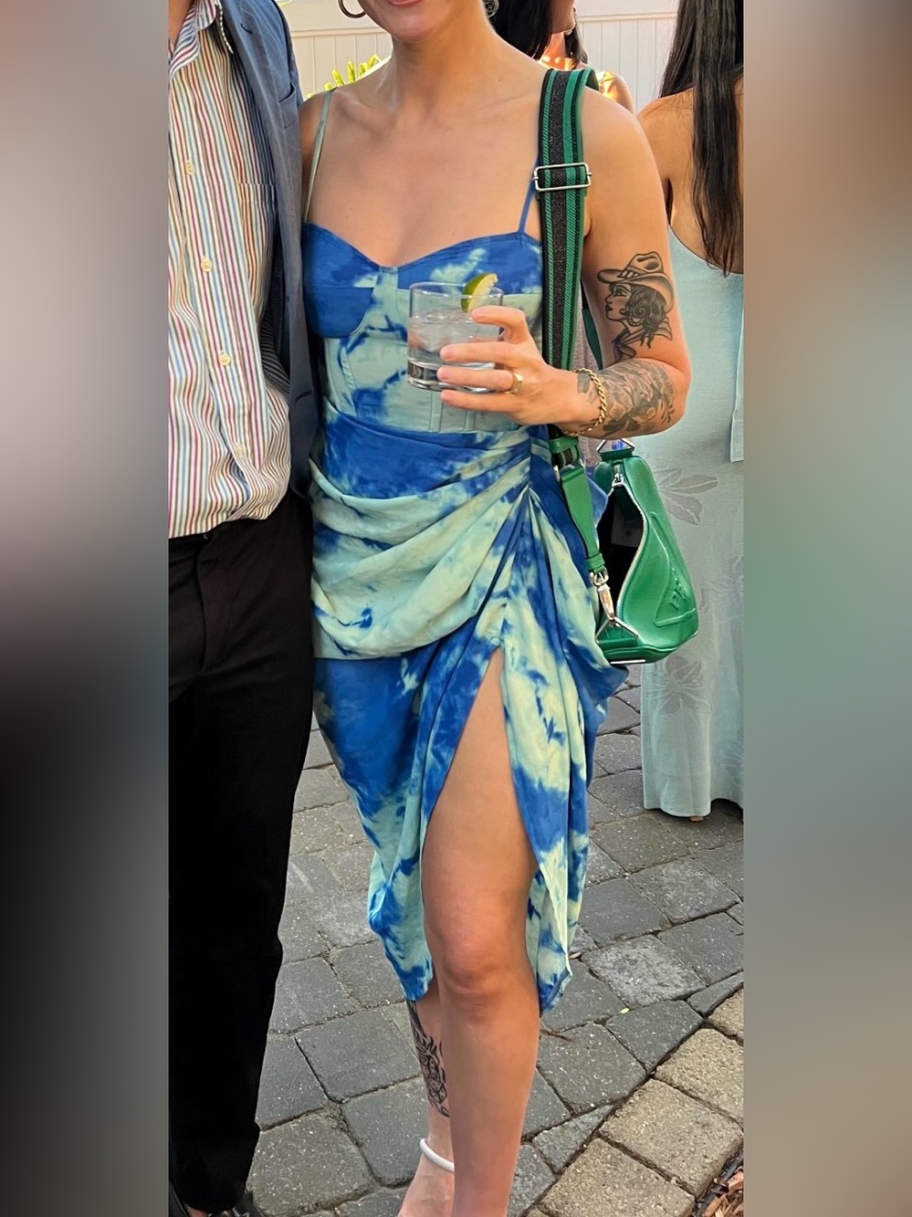 Prettylittlething tie-dye draped faux corset dress